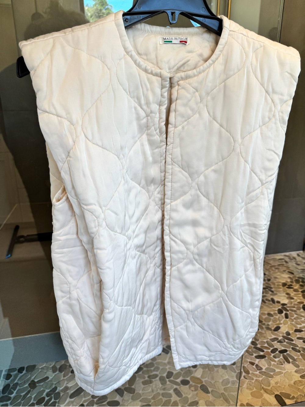 Women's Quilted Sleeveless Coat Vest in Cream